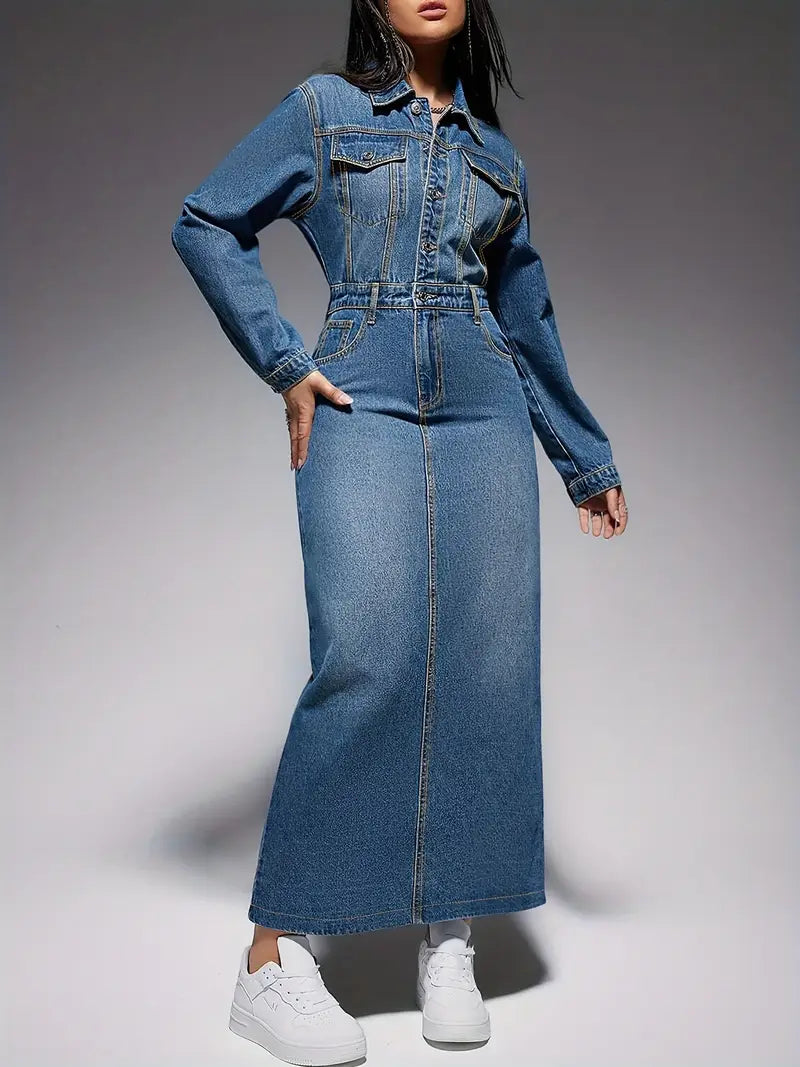 Zola® | Long-Sleeved Denim Maxi Dress