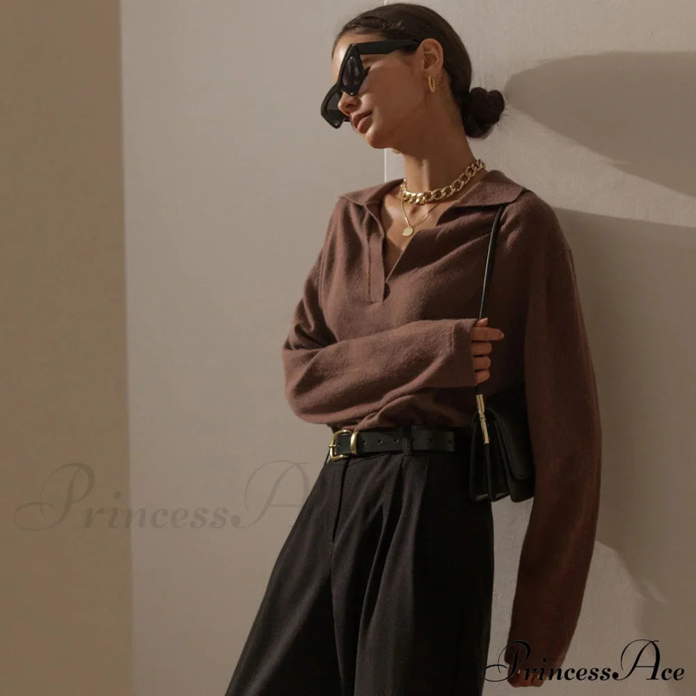 Fabulous Solid Color V Neck Classic Long Sleeve Sweater