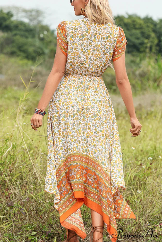 Fashion V Neck High Modern Waist Solid Casual Dress
