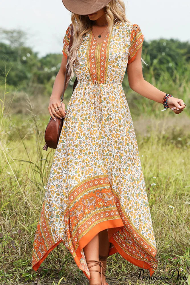 Fashion V Neck High Modern Waist Solid Casual Dress
