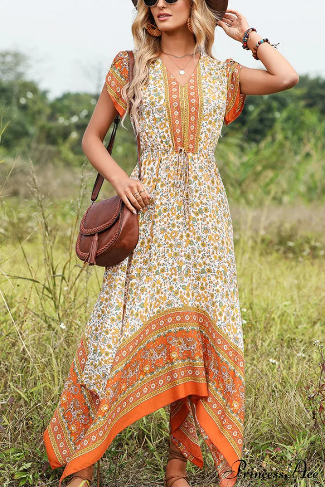 Fashion V Neck High Modern Waist Solid Casual Dress
