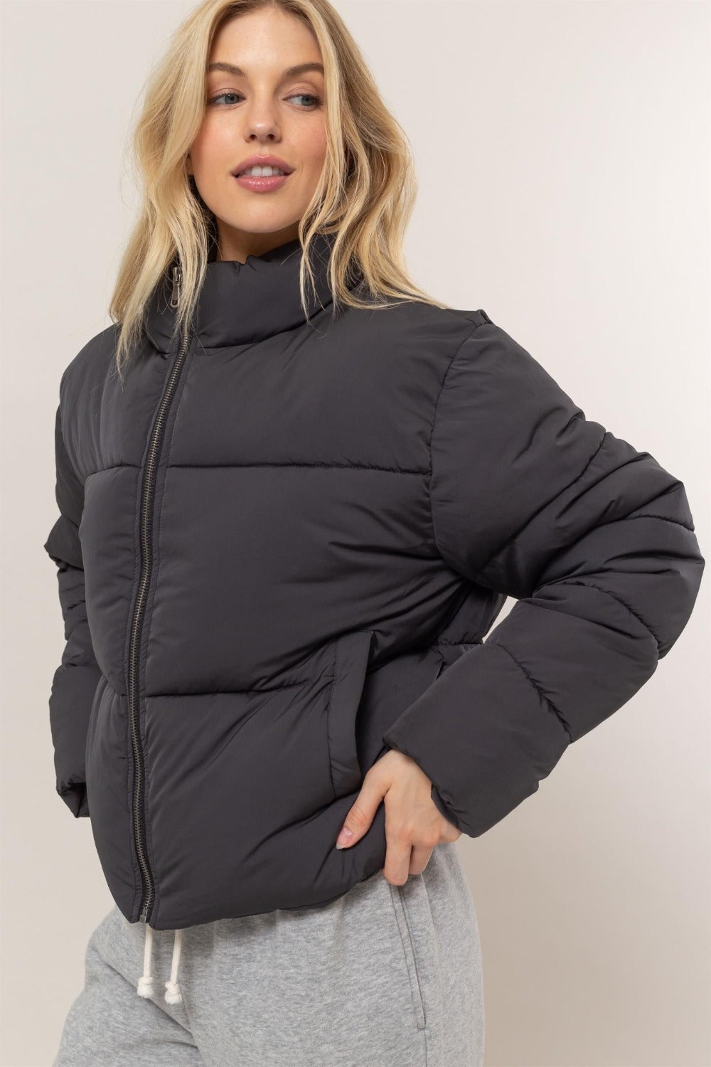 Edna | Puffer jacket with quilted back and drawstring