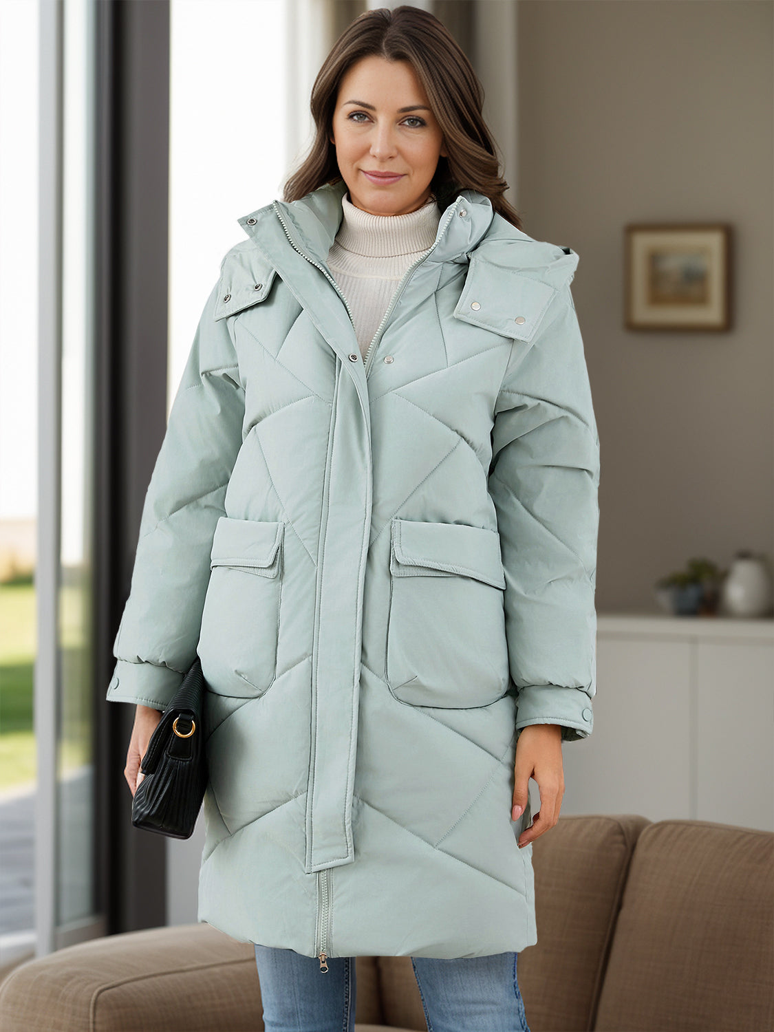 Avelina | Long-sleeved winter coat with hood and pockets