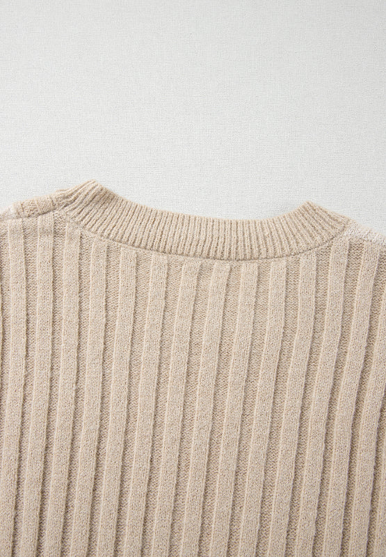 Liliana | Color block crew neck cable knit sweater