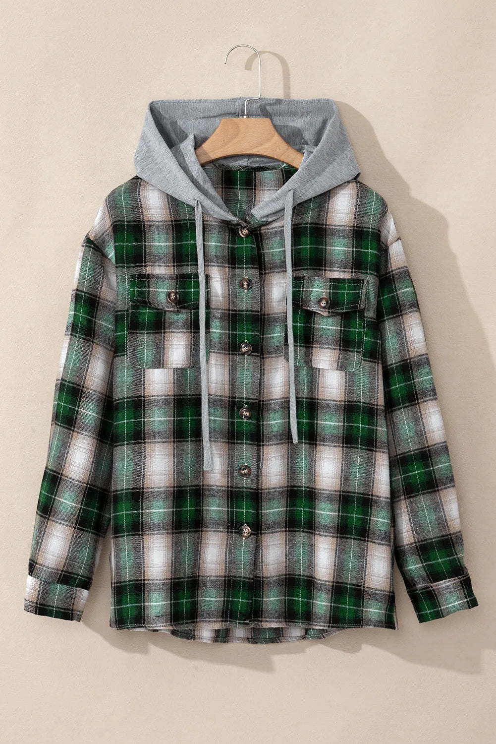 Eva | Checked hooded jacket with drawstring and pockets