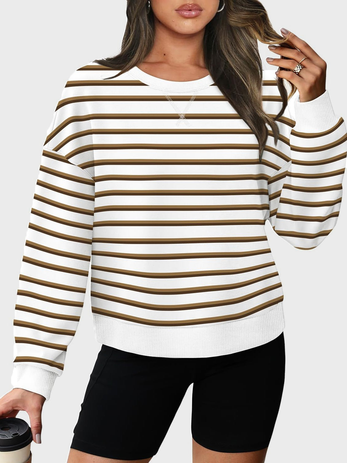 Andrea | Lovelet striped long sleeve crew neck sweatshirt