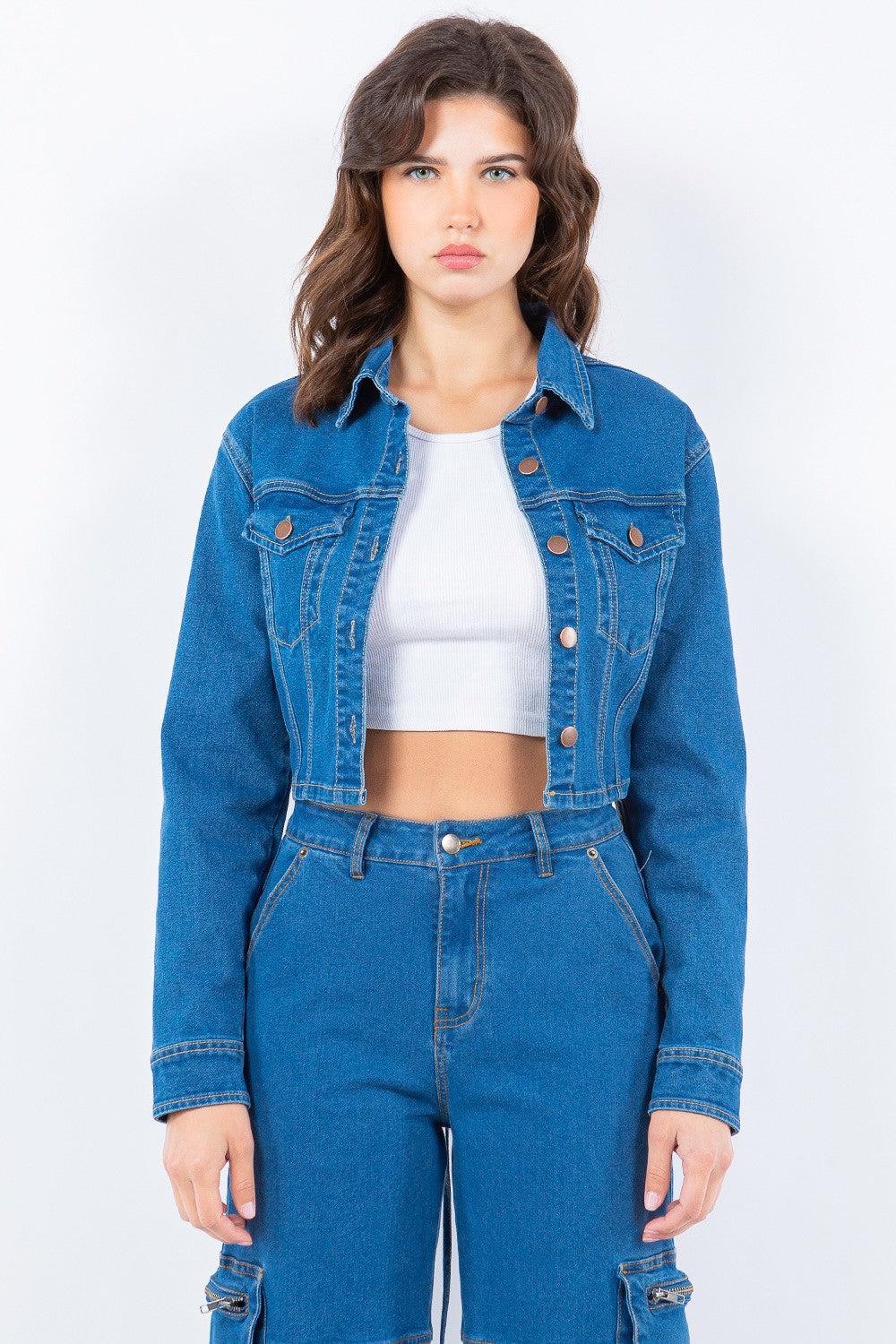 Anneliese | Short denim jacket from American Bazi with lacing at the back