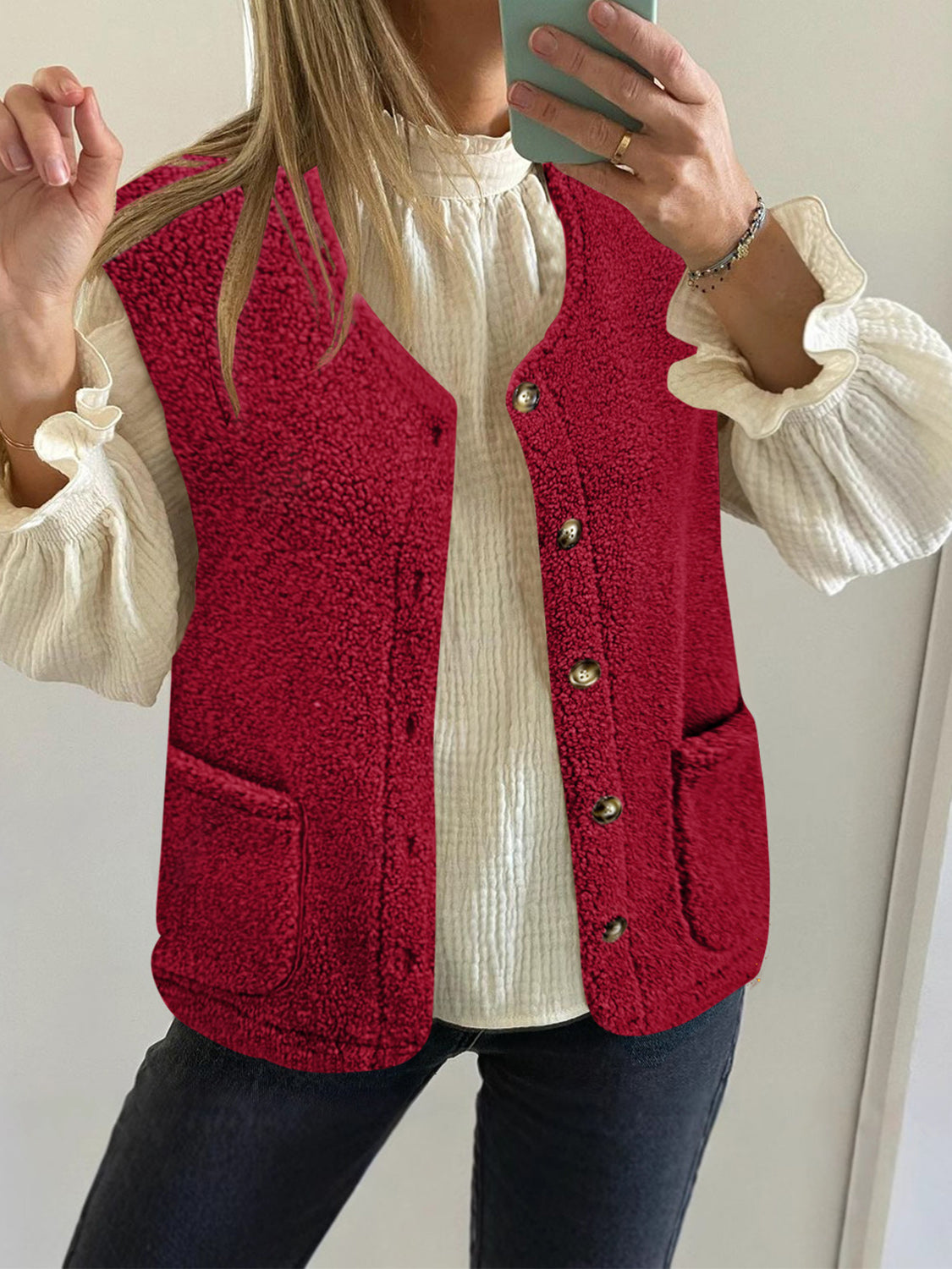 Caridad | Buttoned vest coat with pockets