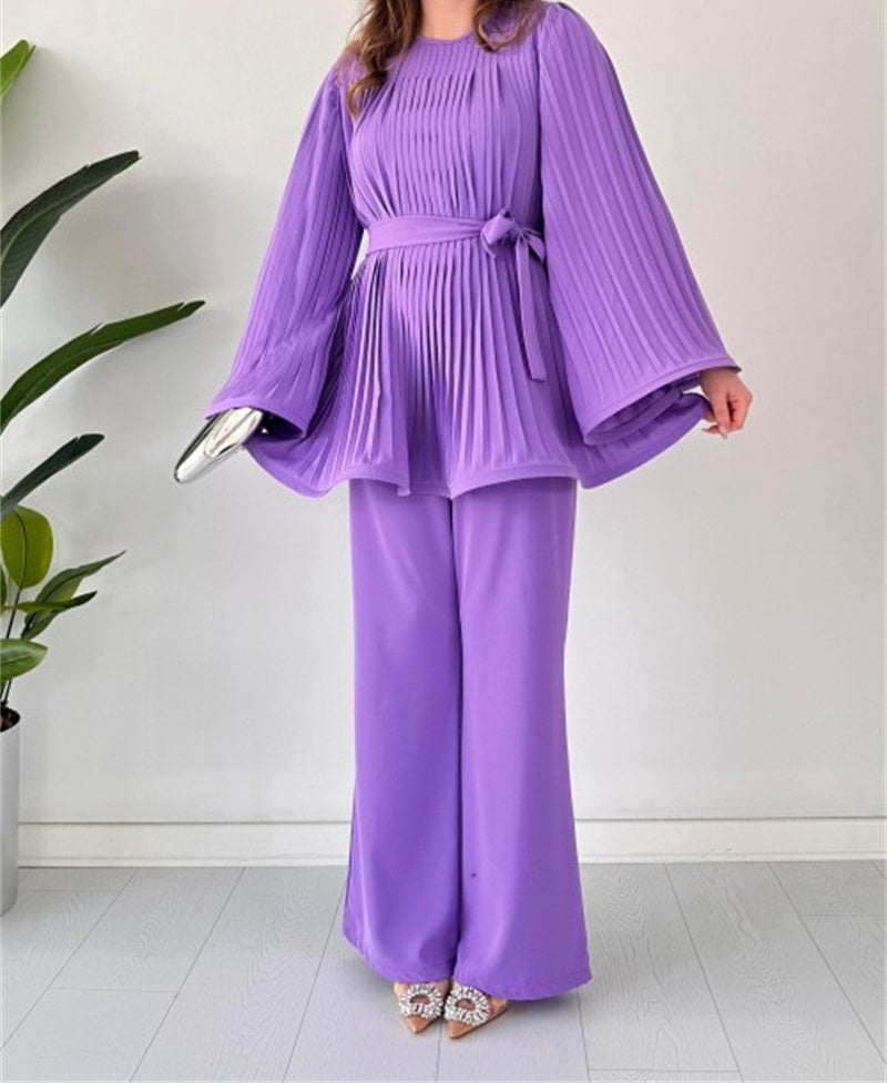 Julie® | Elegant Loose Long-Sleeved Top And Wide-Legged Pants Set