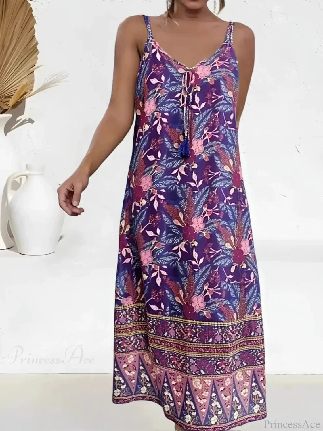 Floral Print Sleeveless Beach Boho Dress