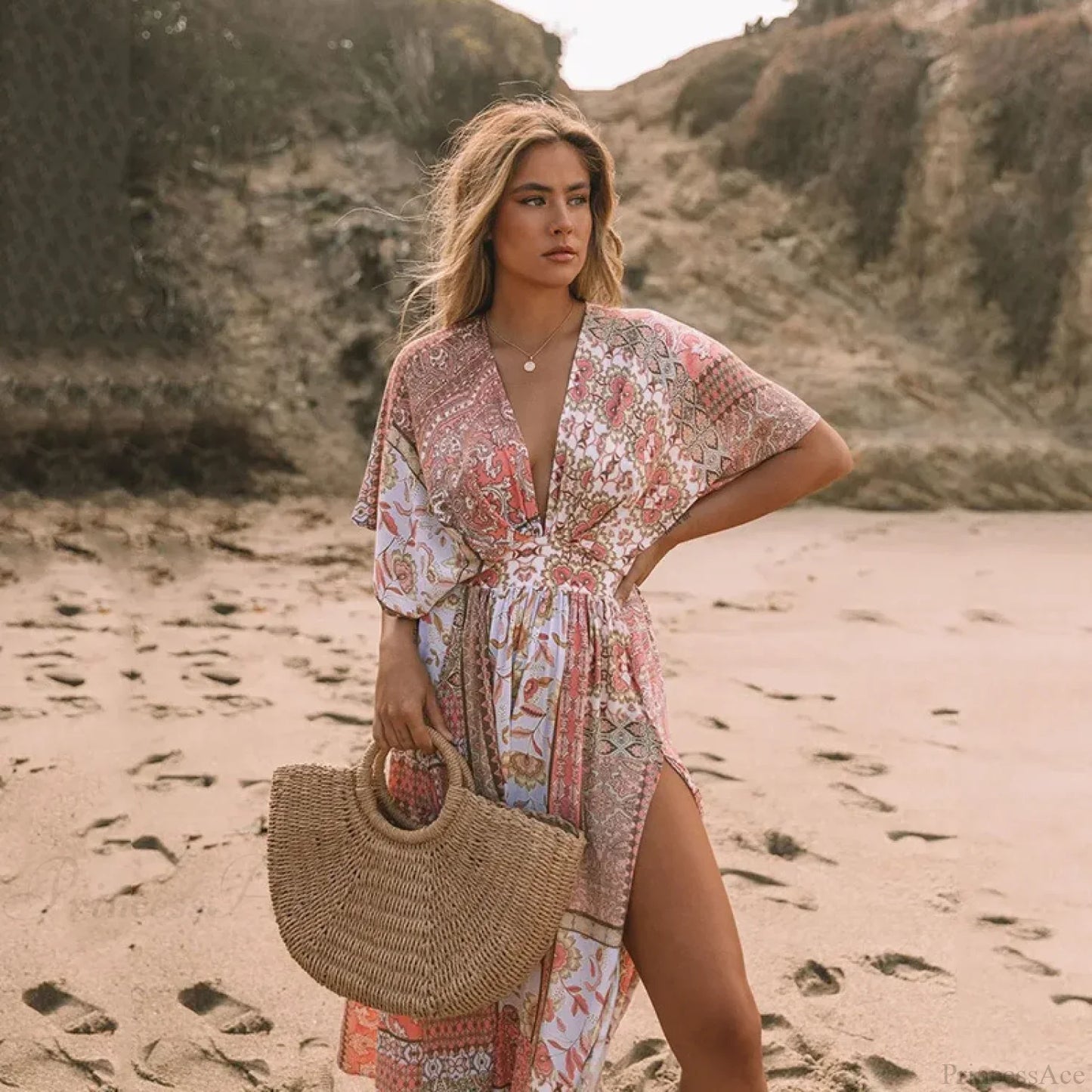 Floral Print Smock Frock Bikini Cover-Up