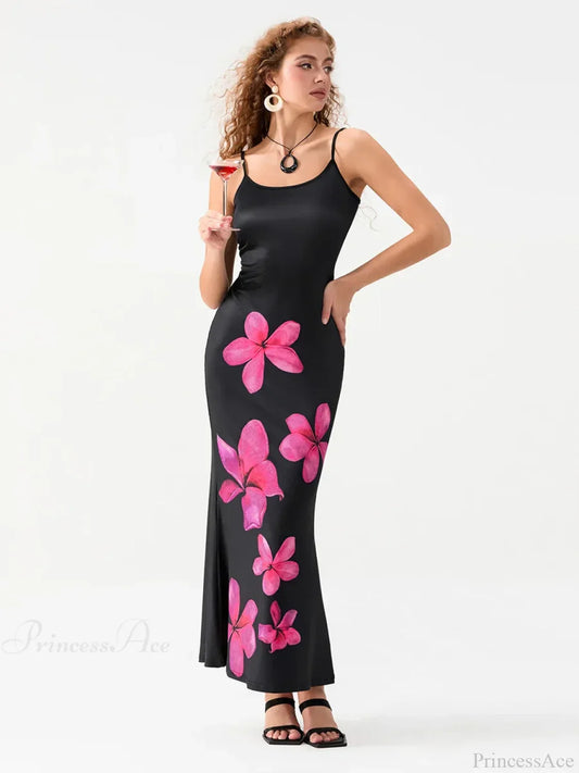 Floral Spaghetti Straps Sleeveless Slip Floral Dress