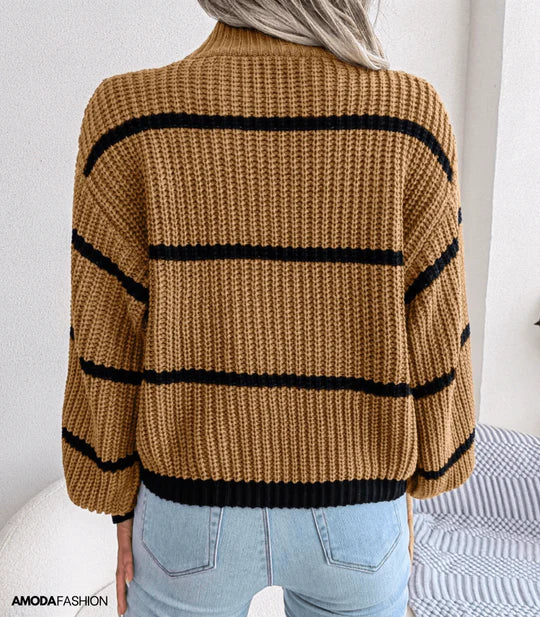 Concepcion® | Pull à col roulé rayé à Manches longues, tricoté