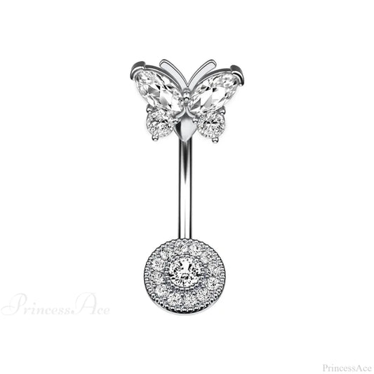 Gothic Heart Dangle Butterfly Belly Ring
