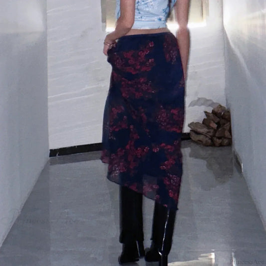 Gothic Vintage Elegant Flower Summer Fall Casual Skirt