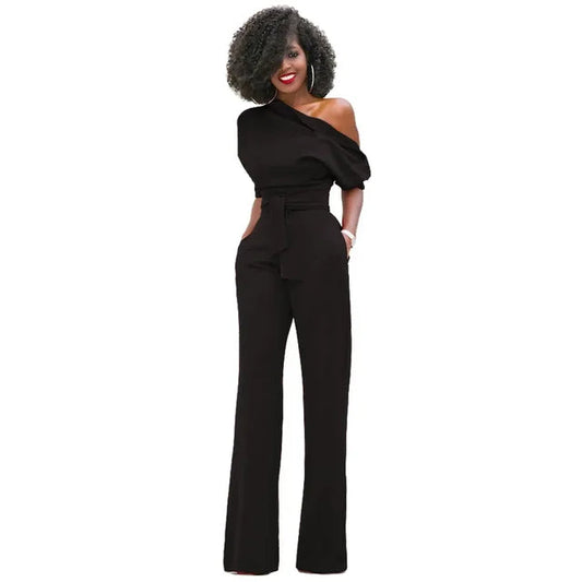 Grace | Women's One Shoulder Belted Jumpsuit