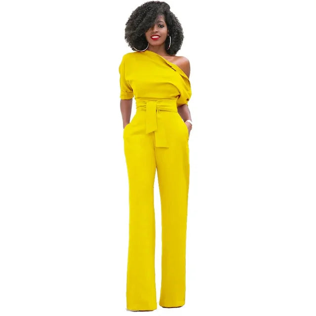Grace | Women's One Shoulder Belted Jumpsuit