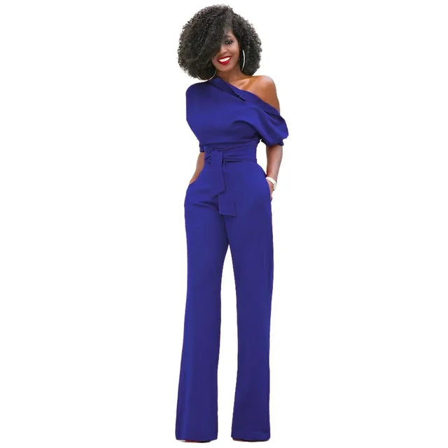 Grace | Women's One Shoulder Belted Jumpsuit