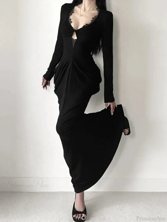 Graceful Lace Patchwork Corset Long Dress