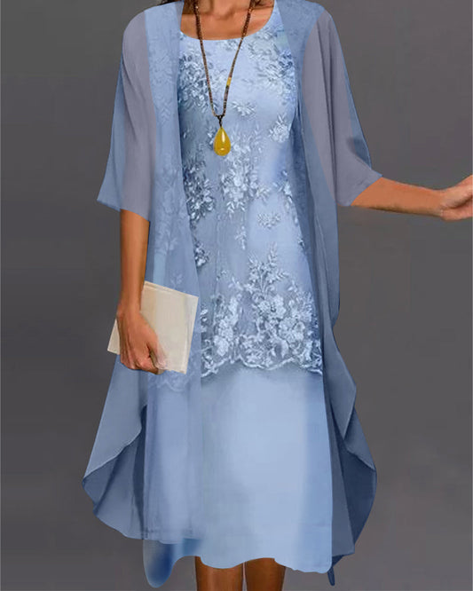 Greta | Women's A-Line Midi Dress with Cardigan