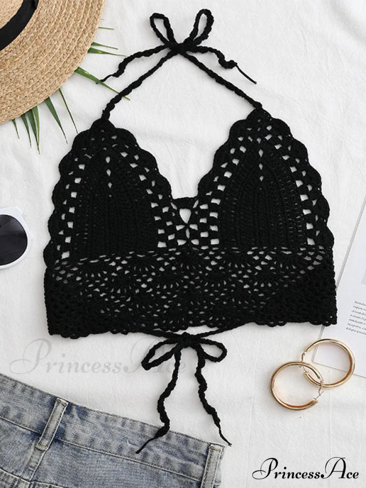 Halter Crochet Hollow Trendy Crop Tops