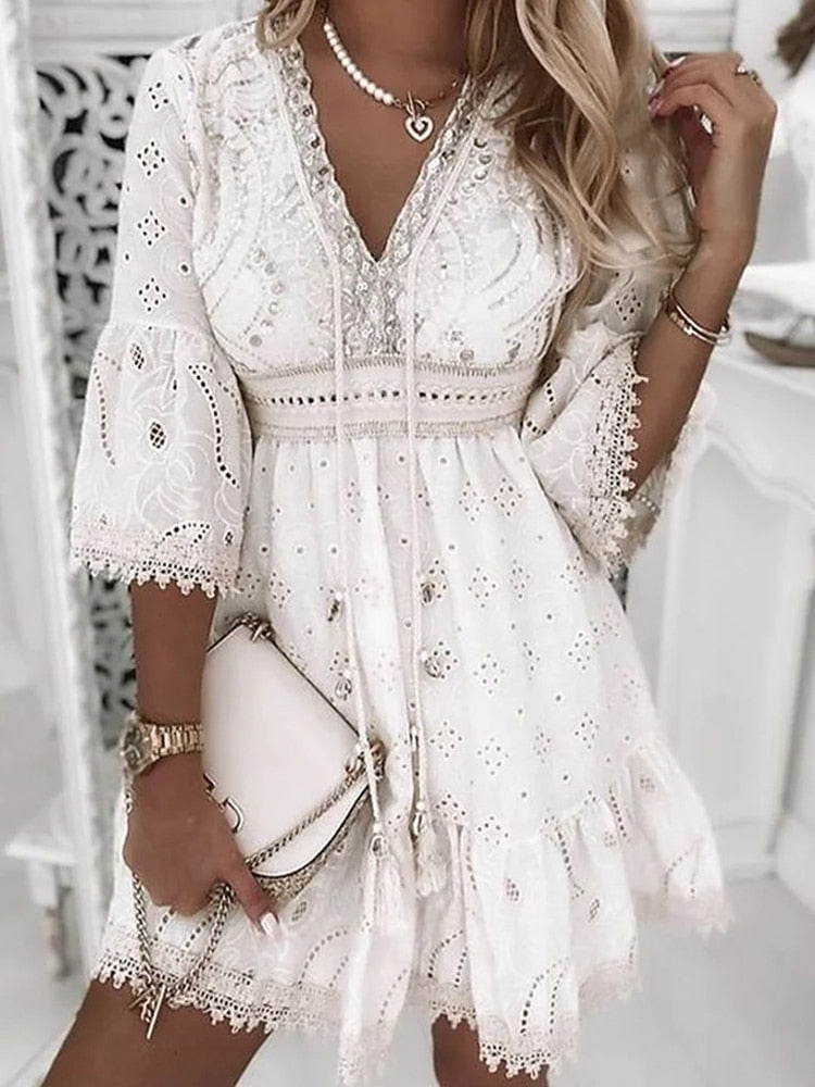 Harmony | Women's V-Neck A-Line Mini Dress