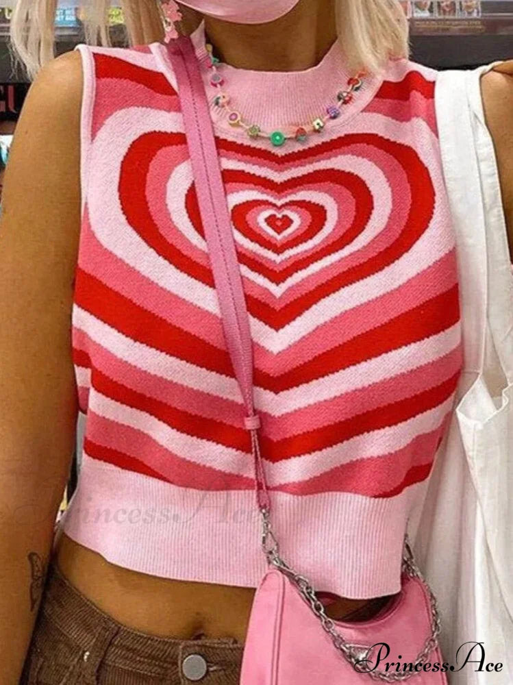 Heart Rhinestone Crop Tank