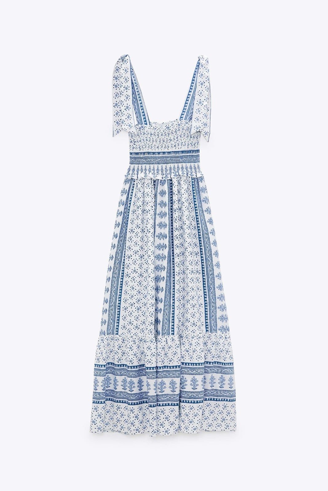 Wanda® | Printed Midi Dress  With Gathered Straps