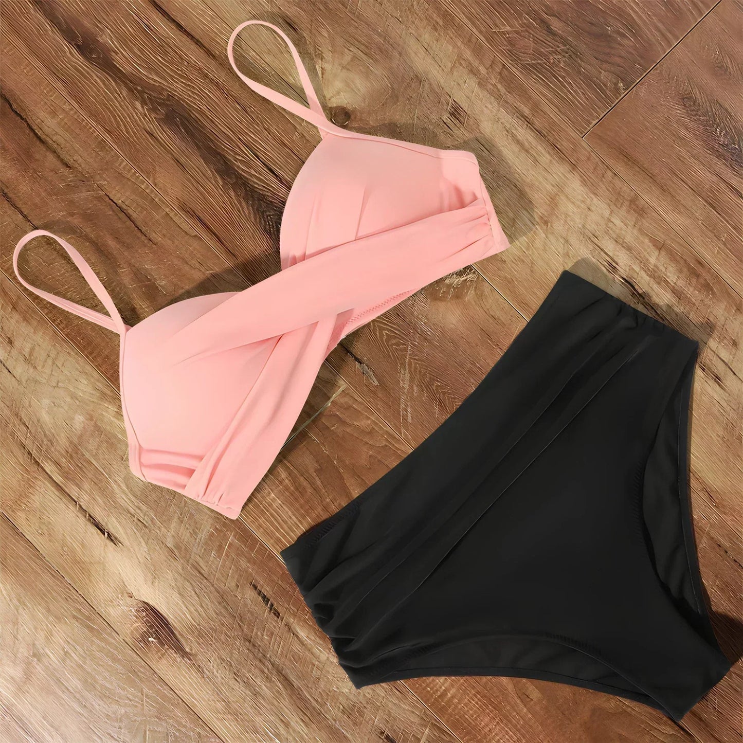 Abigail® | Women'S Wrap Style Swimsuit Set Plain Colors