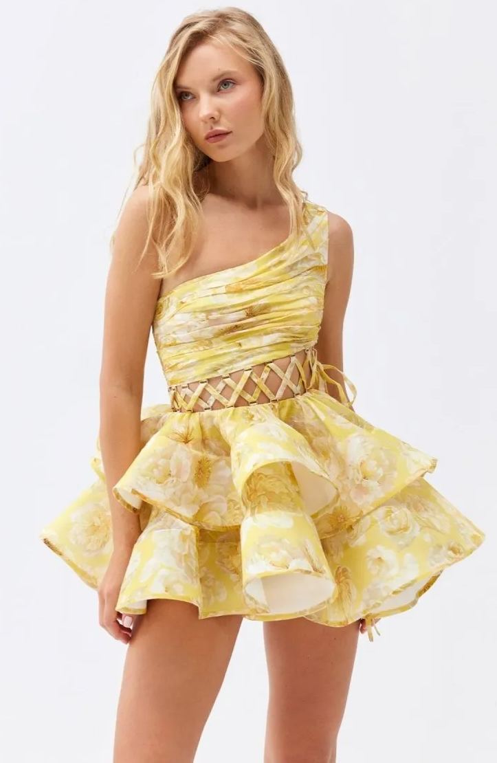 Paula® | Floral-Print One-Shoulder Chiffon Mini Dress