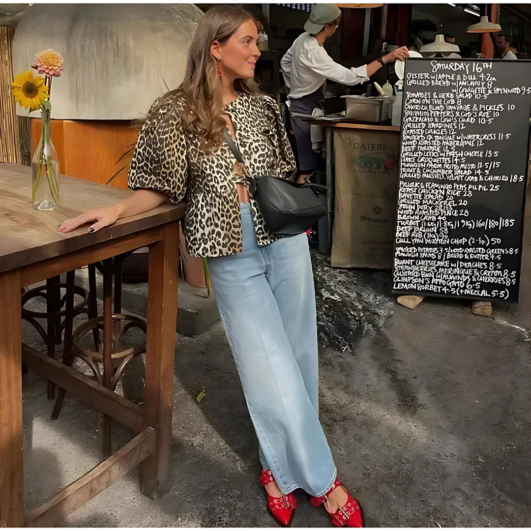 Melissa® | Leopard Lace Blouse With Bubble Sleeves
