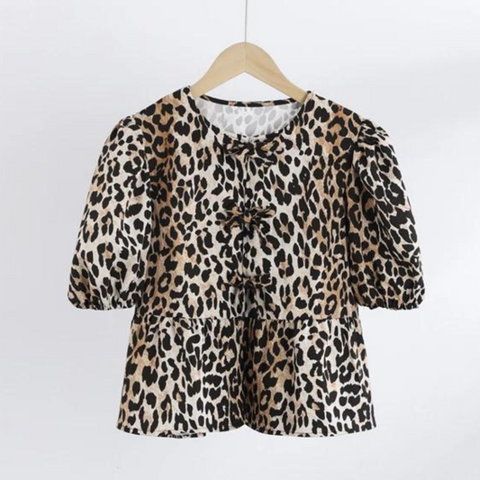 Melissa® | Leopard Lace Blouse With Bubble Sleeves