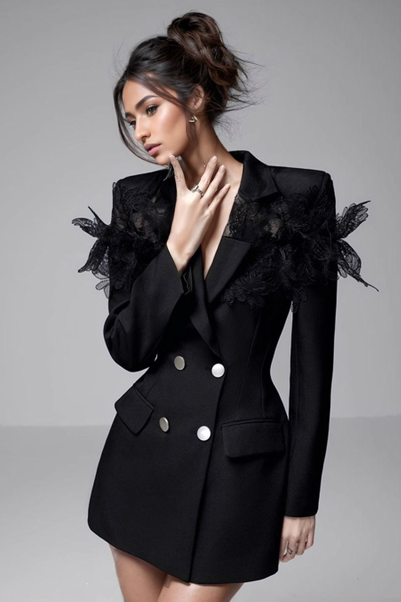 Marina® | Lace Mini Blazer Dress