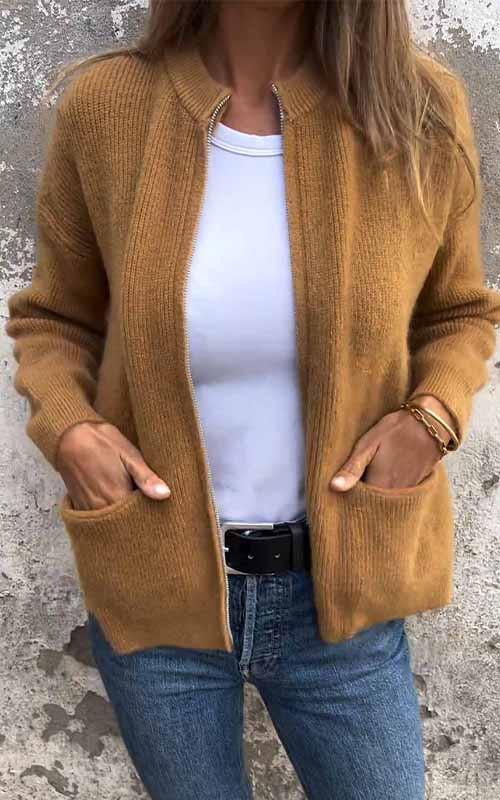 Natalia | Cotton zip-up cardigan