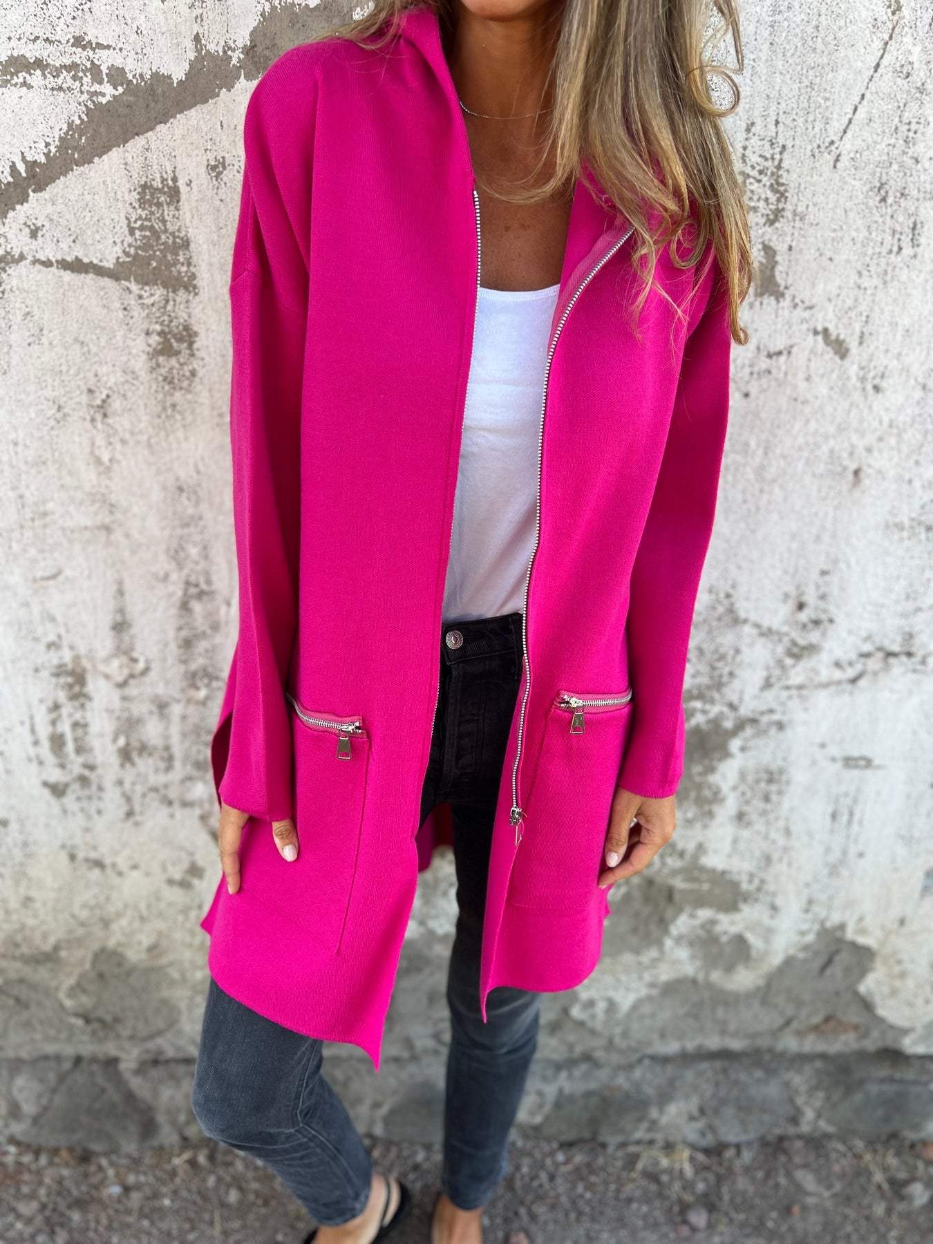 Tatiana | Long sleeve cardigan with zip fastening