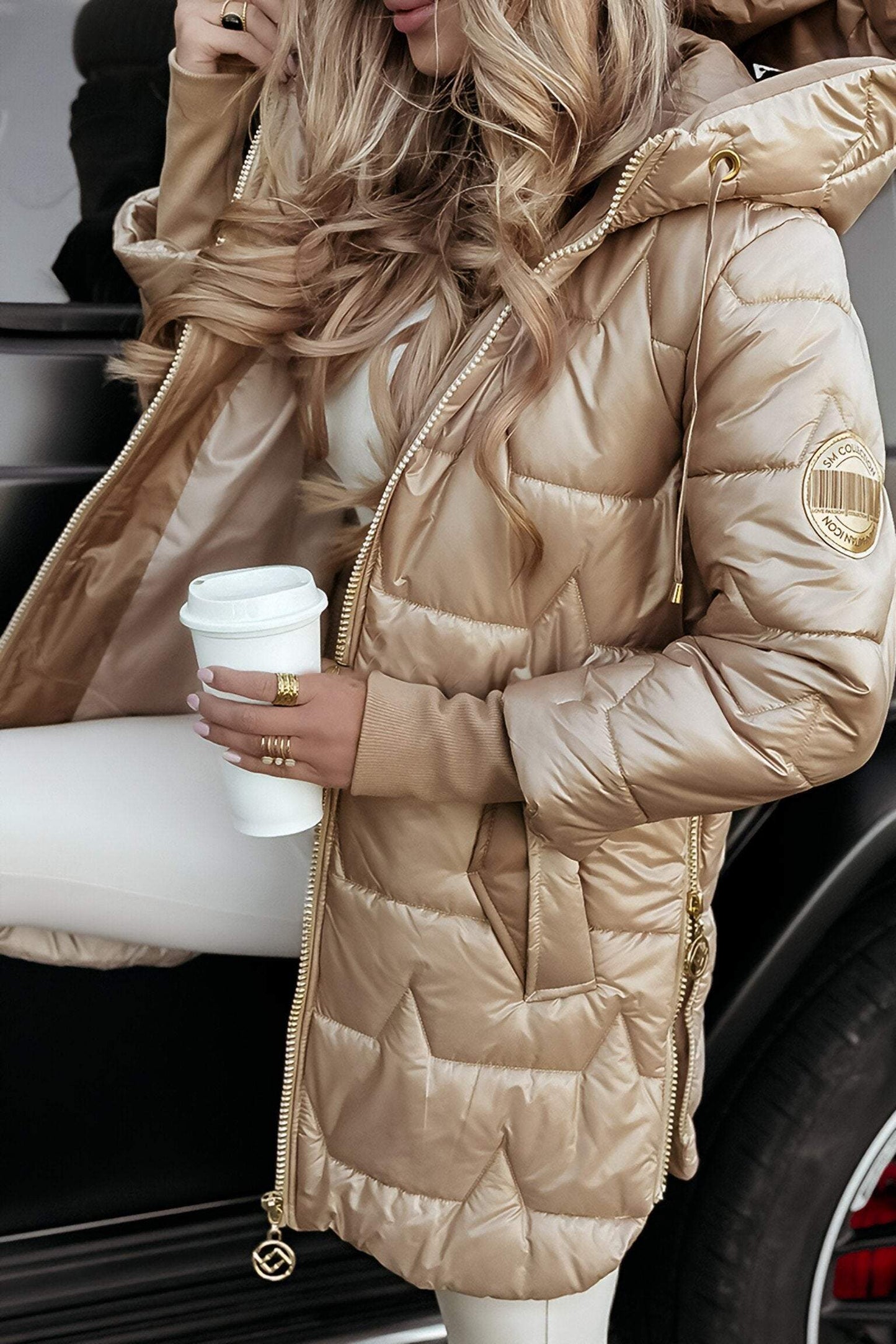 Linda | Long sleeve coat with hood