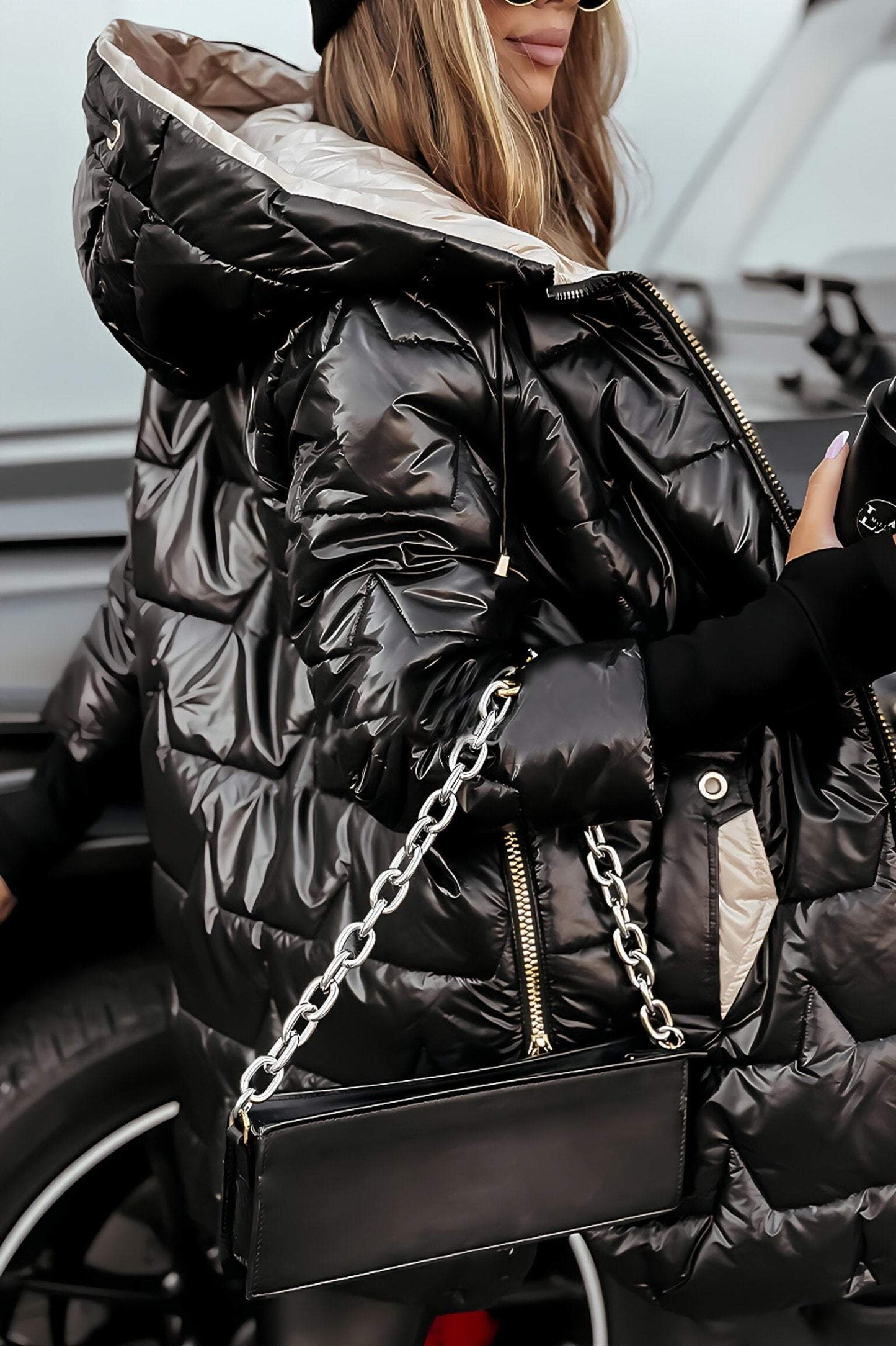 Linda | Long sleeve coat with hood