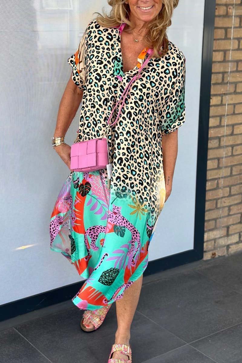 Sierra® | Leopard Print Short Sleeve Informal Dress