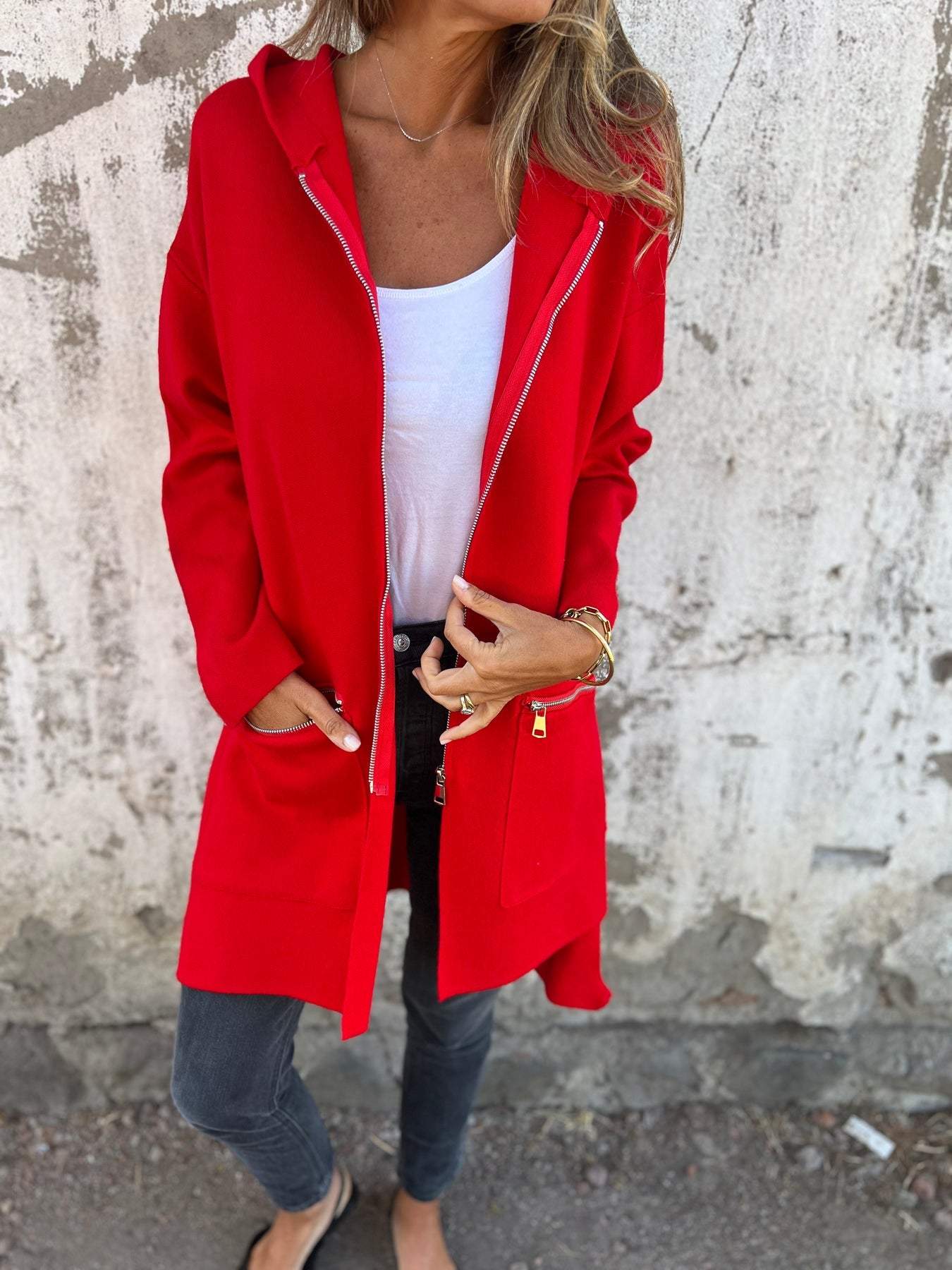 Tatiana | Long sleeve cardigan with zip fastening