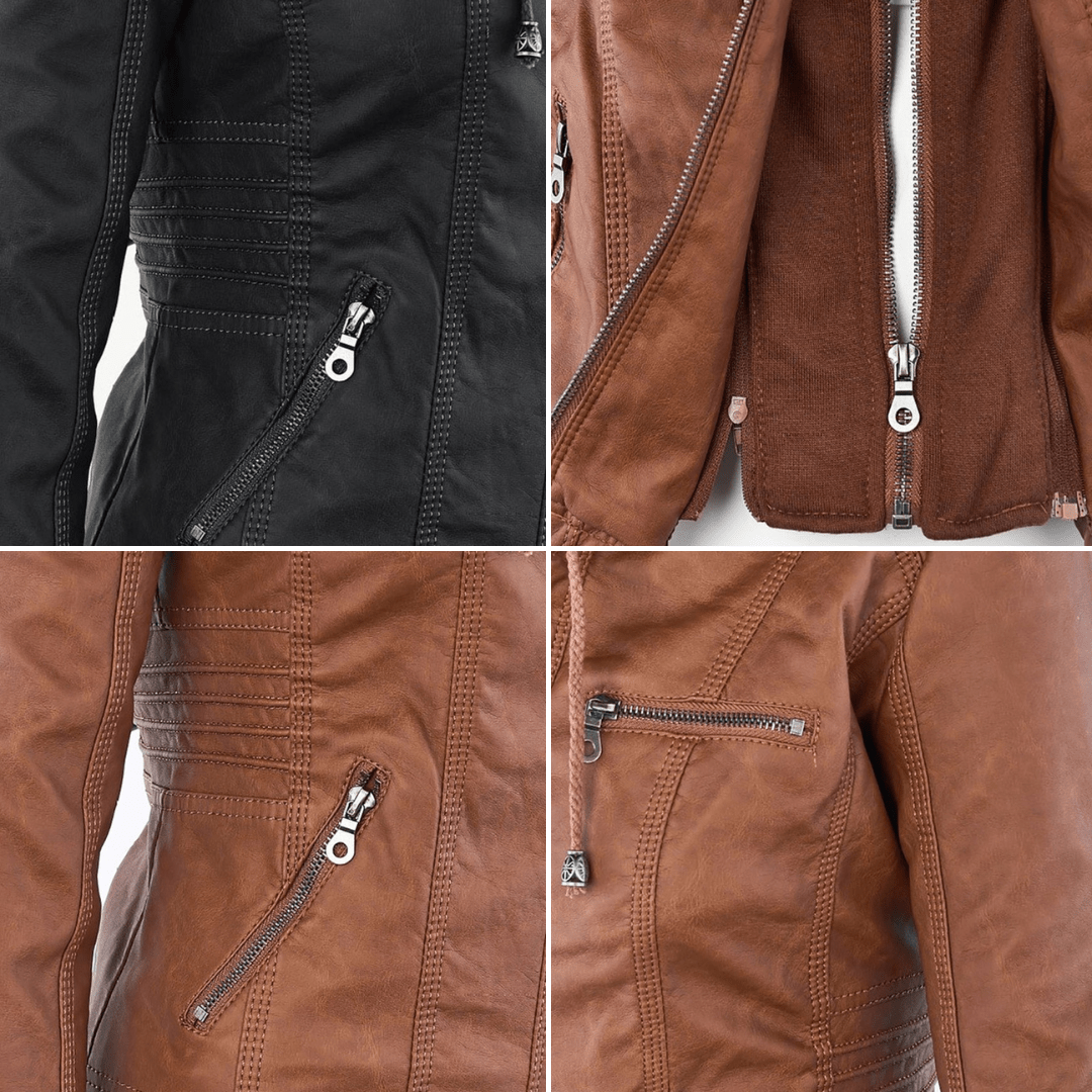 Eileen | Women's Hooded Slim Fit Biker Jacket