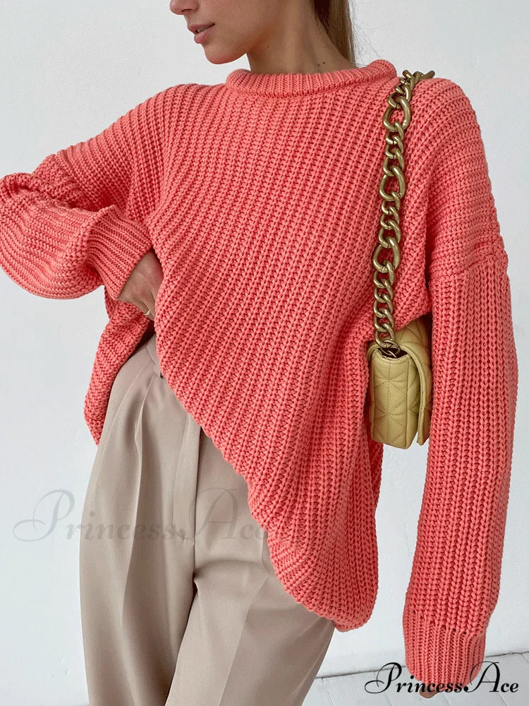 Knitted Solid Graceful Pocket Sweater Cardigan