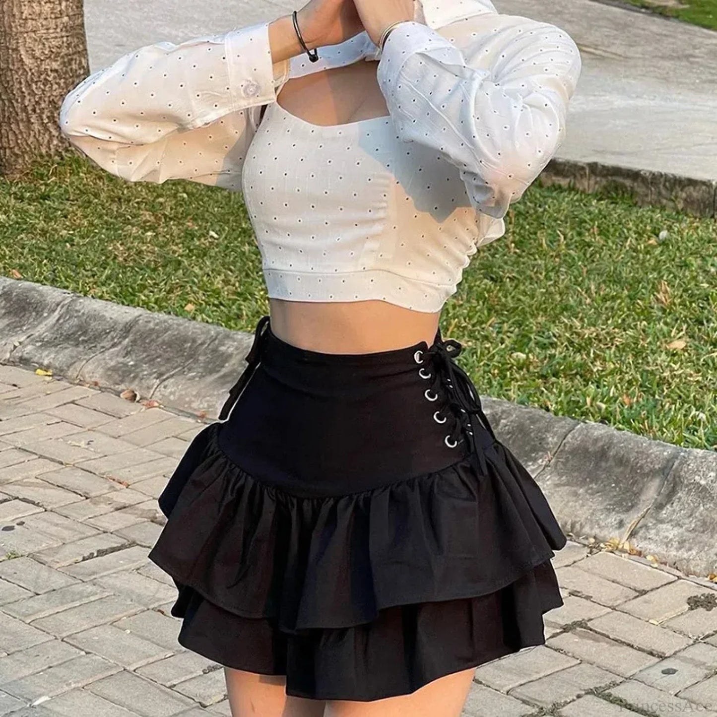 Lace Plaid Gothic Lolita Skirt