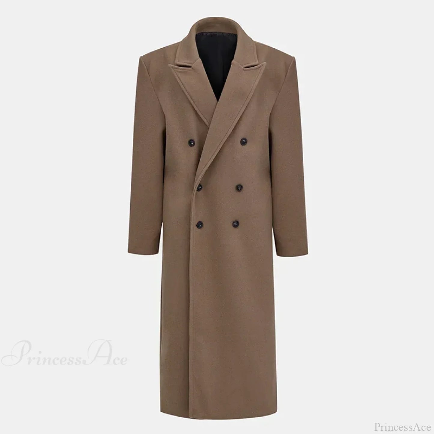 Lapel Woolen Double-Breasted Shoulder Pad Overcoat