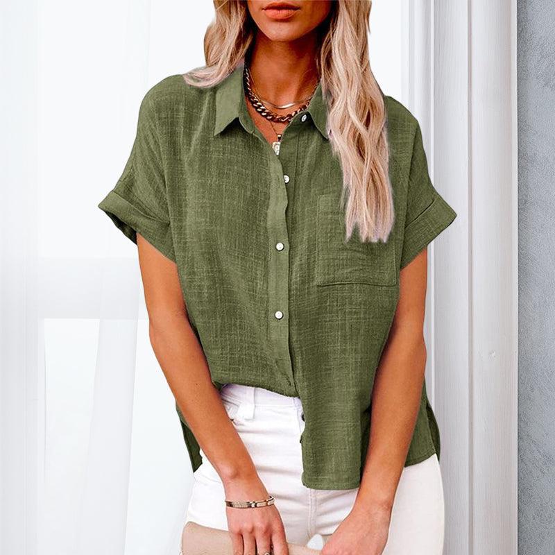 Soledad® | Casual Linen Short Sleeve Blouse