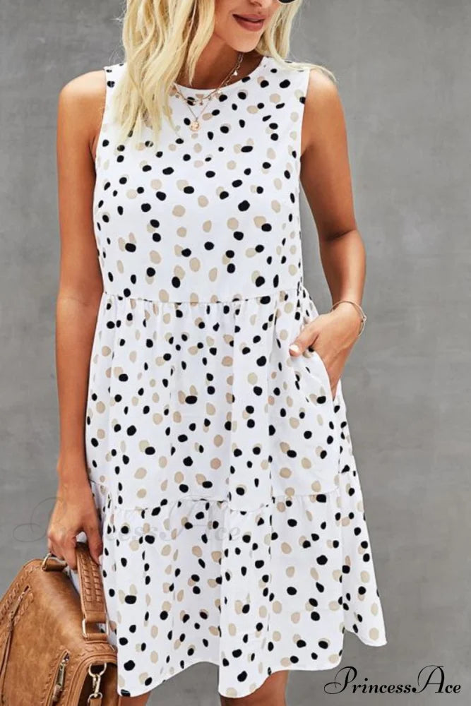 Leopard Print Asymmetric Hem Modern Drawstring Waist Casual Dress