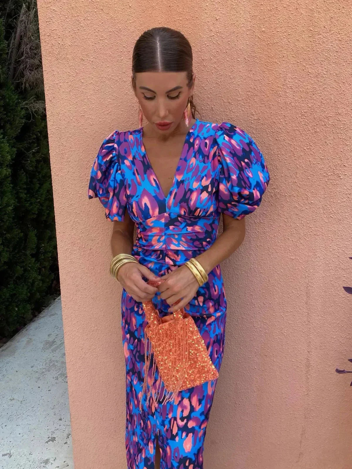 Dianna | Women’s Elegant Puff Sleeve Printed Dress