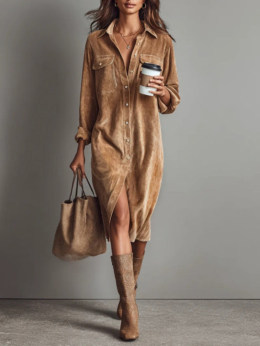 Linda | Women's Button-Down Midi Shirt Dress