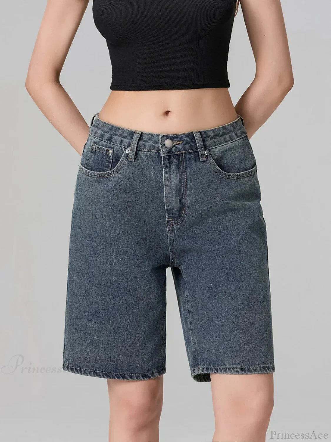 Low Waist Straight Leg Denim Short