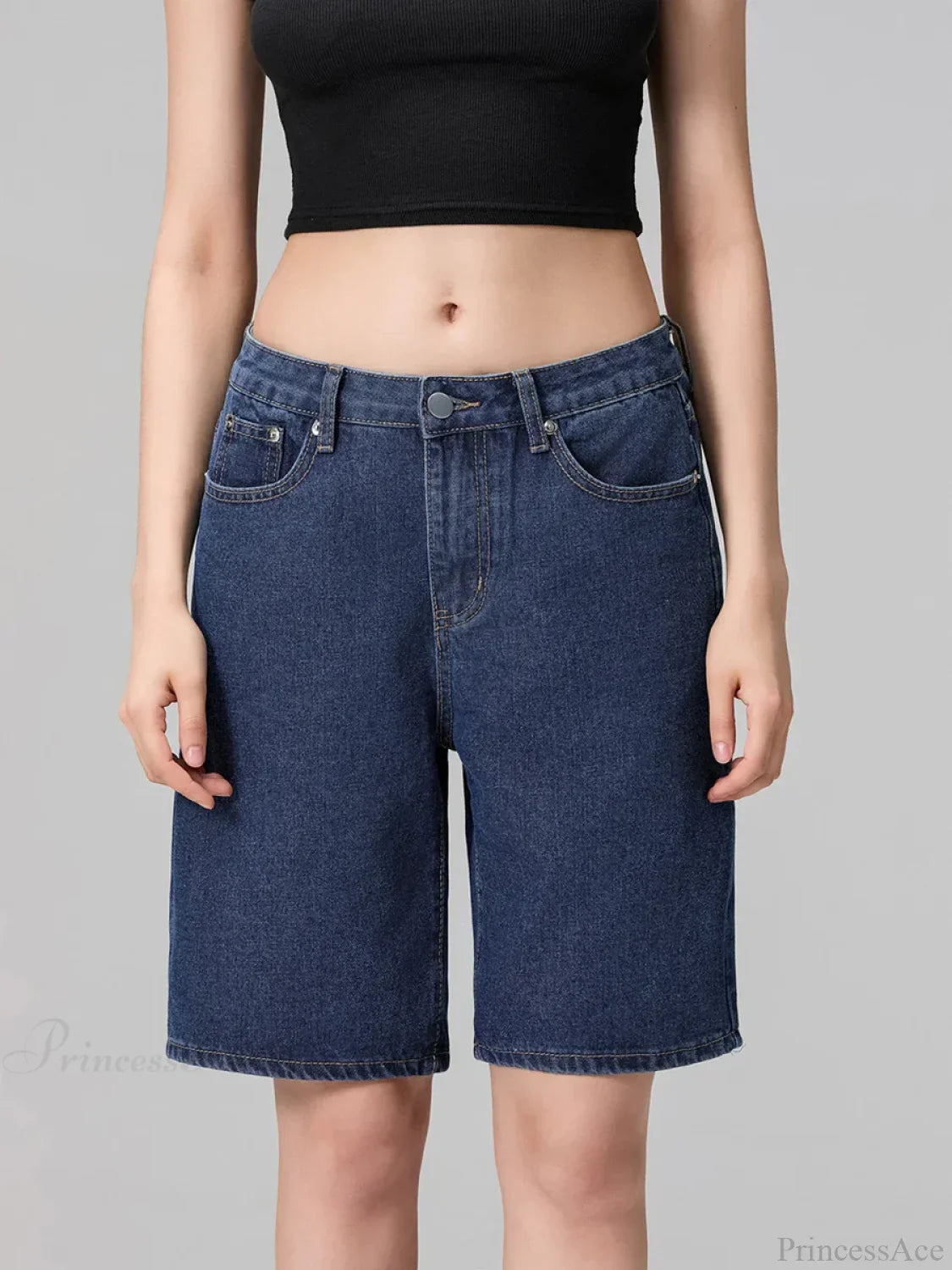 Low Waist Straight Leg Denim Short
