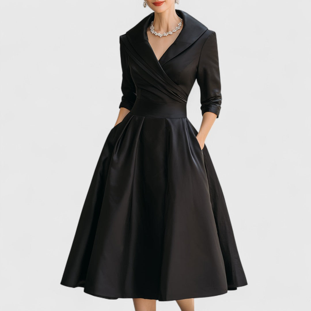 Lucille | Women's V-Neck A-Line Midi Dress